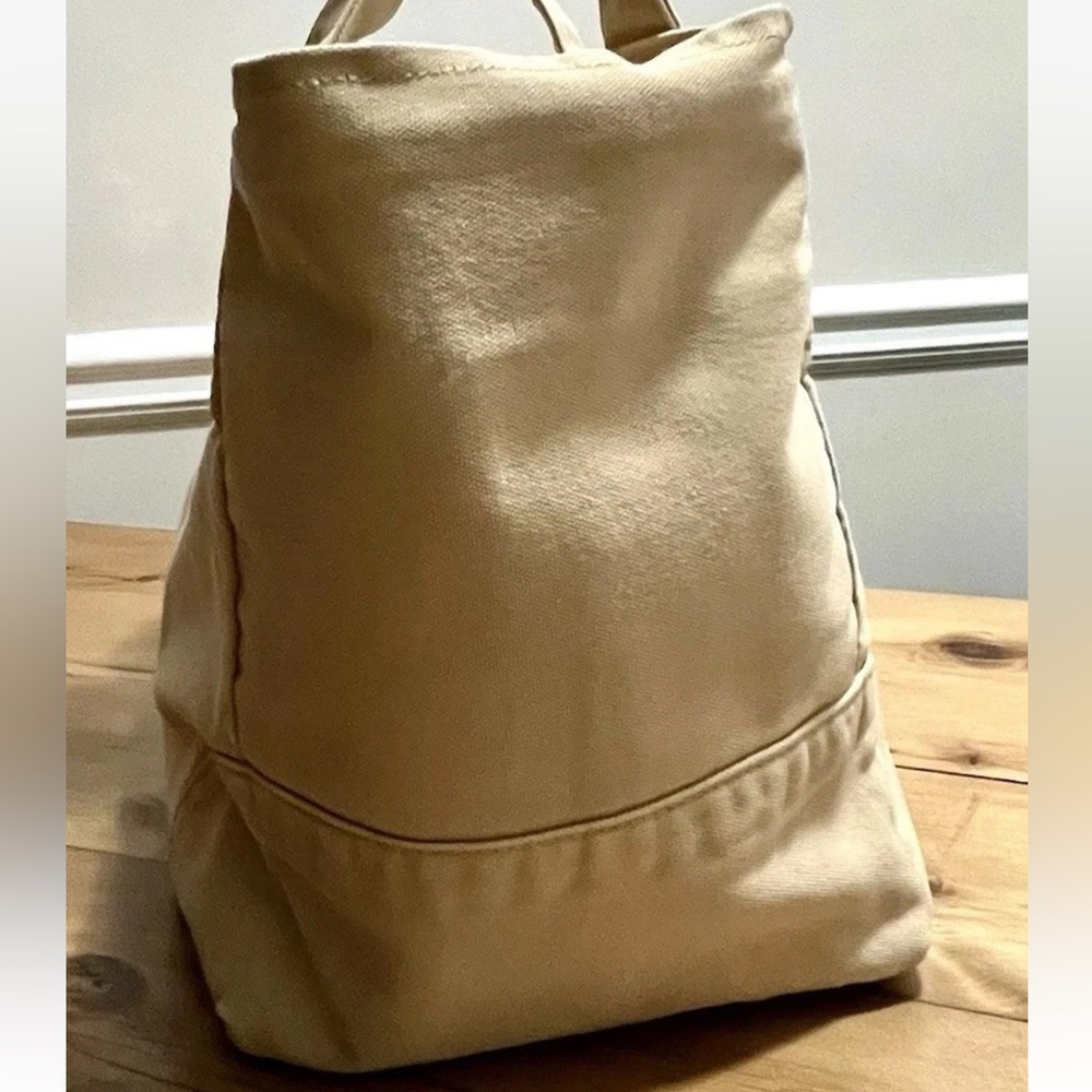 Vintage J.CREW Cotton Canvas Tote Bag - Tan Khaki Large Snap Thick - Picture 6 of 15